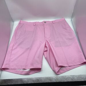 PGA Tour Mens Flat Front Active Waistband Heather Golf Shorts Pink Bon Bon Color